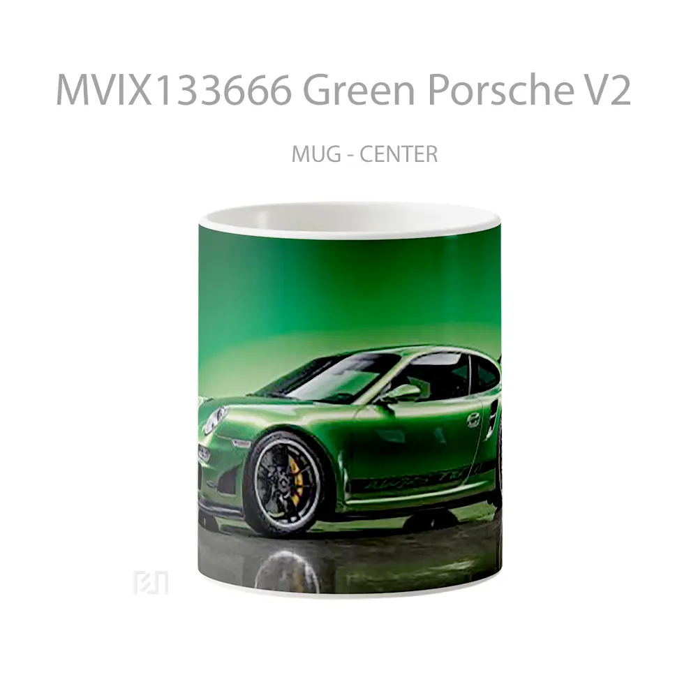 Mug Green Porsche V2 Cangkir Mobil