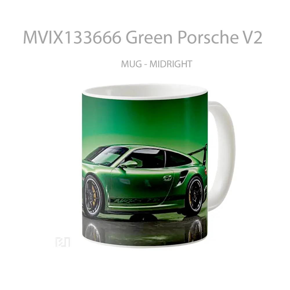 Mug Green Porsche V2 Cangkir Mobil - All-side / Desain