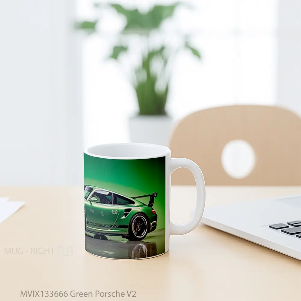 Mug Green Porsche V2 Cangkir Mobil - All-side / Desain