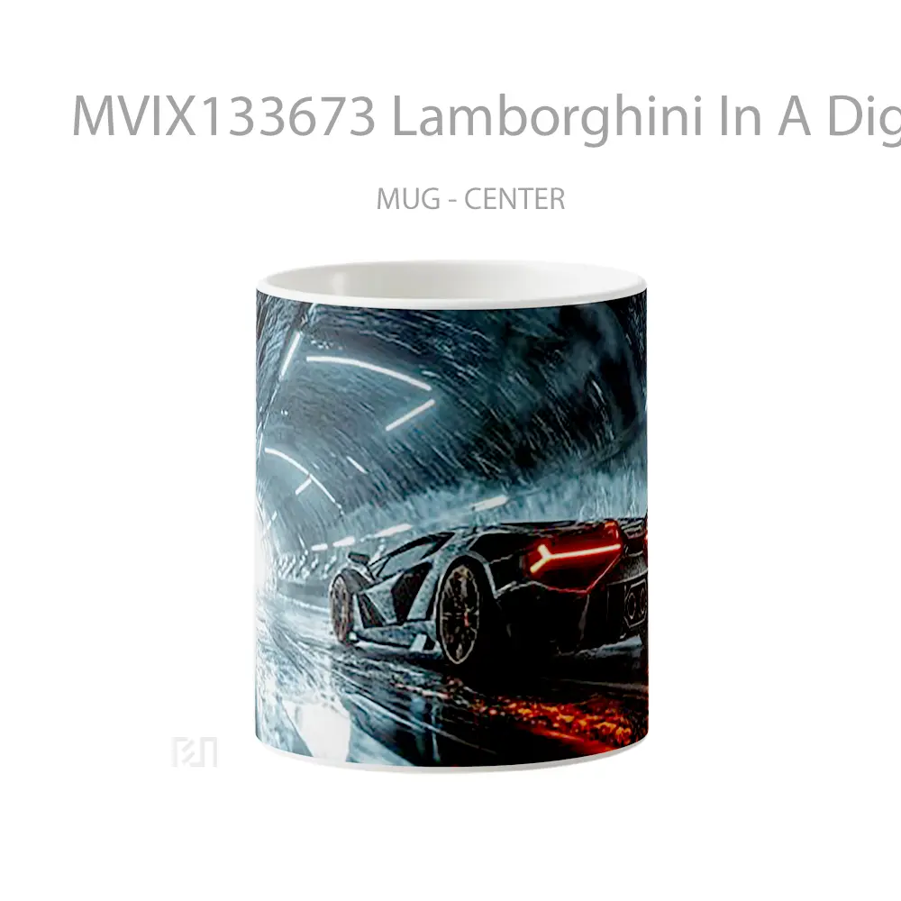 Mug Lamborghini In A Digital Art Tunnel Cangkir Mobil