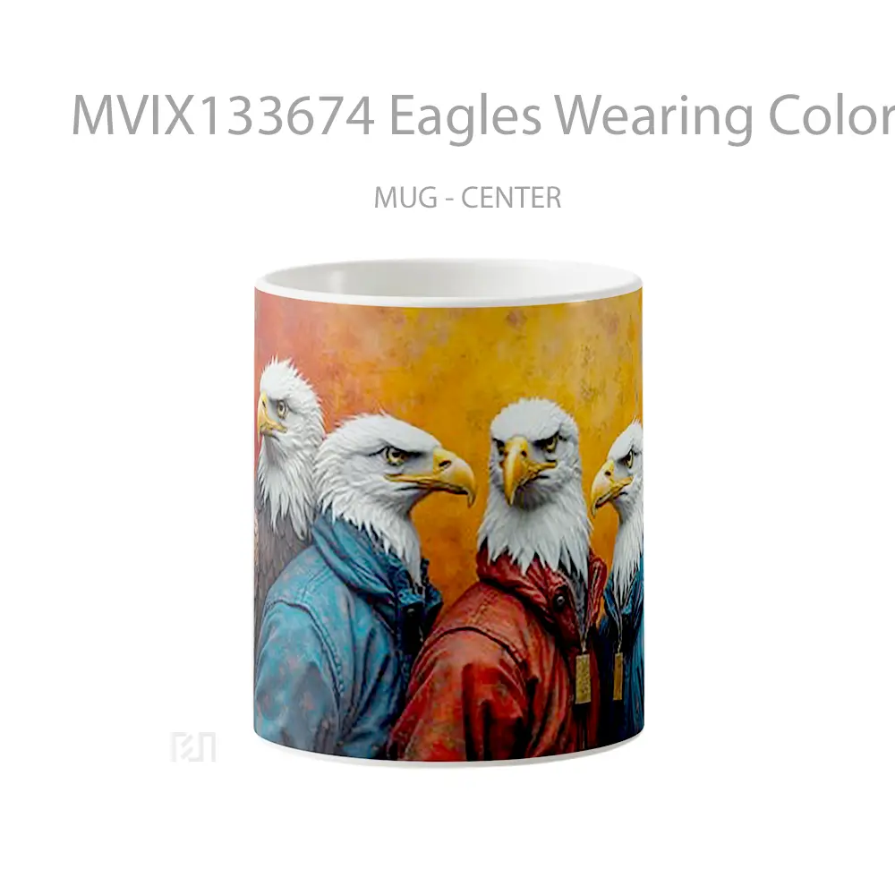 Mug Eagles Wearing Colorful Clothes Gelas Hewan Lucu