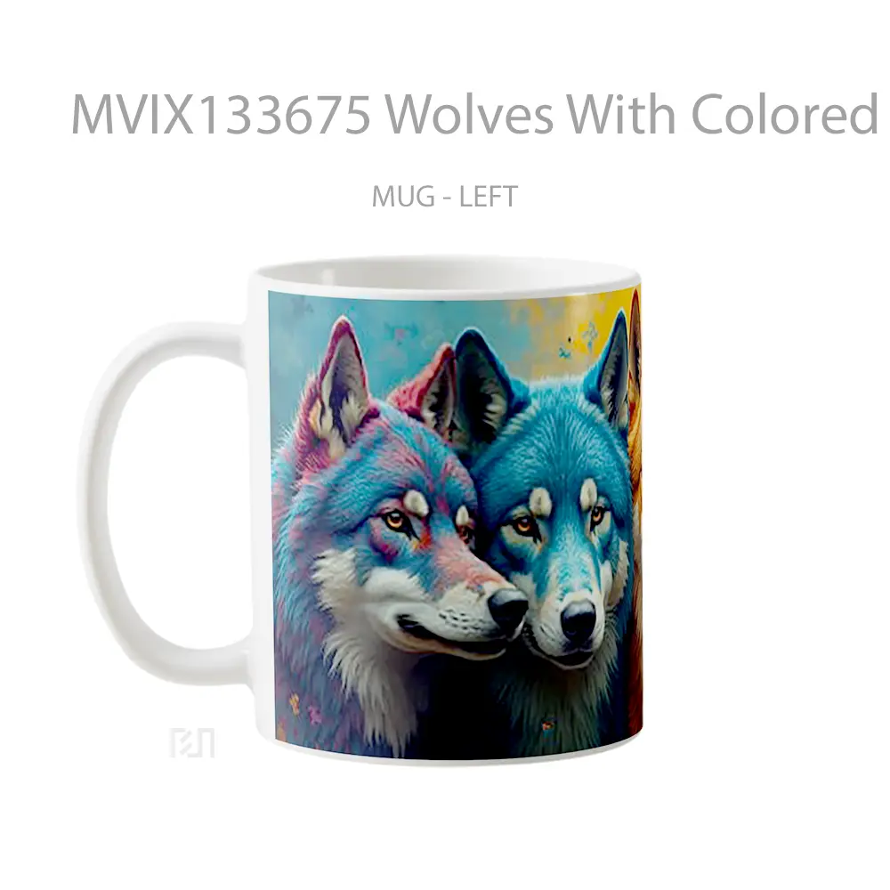 Mug Wolves With Colored Fur Gelas Hewan Lucu - All-side / Desain