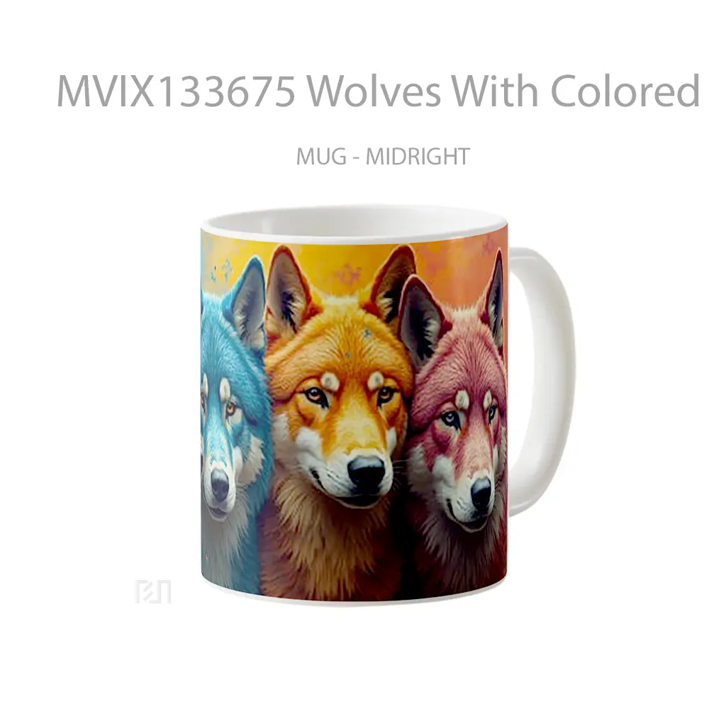 Mug Wolves With Colored Fur Gelas Hewan Lucu - All-side / Desain
