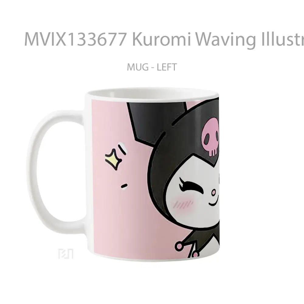 Mug Kuromi Waving Illustration Gelas Seni Modern - All-side / Desain