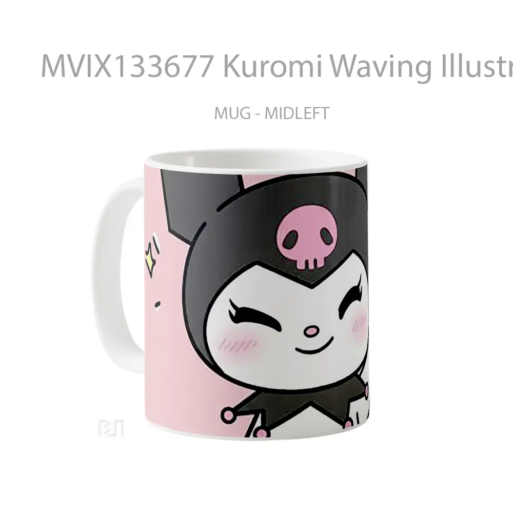 Mug Kuromi Waving Illustration Gelas Seni Modern - All-side / Desain