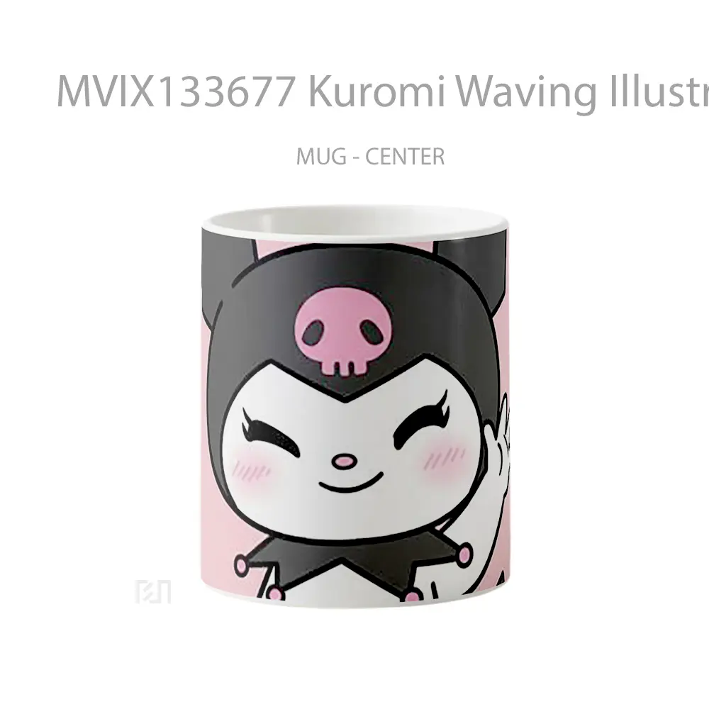 Mug Kuromi Waving Illustration Gelas Seni Modern