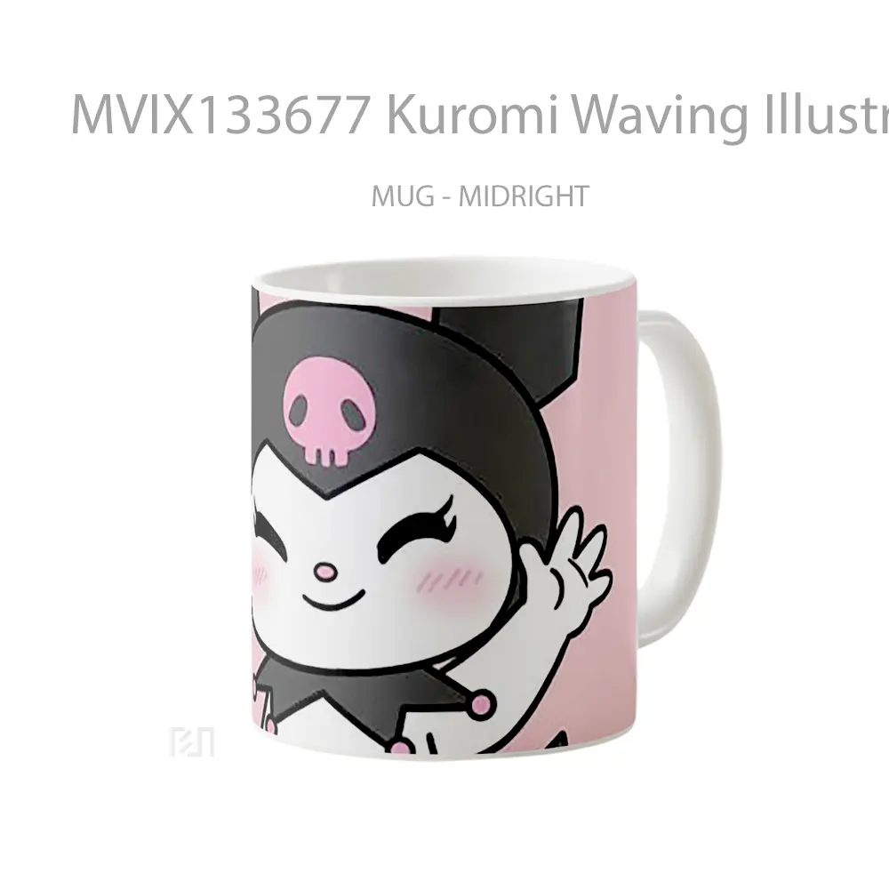 Mug Kuromi Waving Illustration Gelas Seni Modern - All-side / Desain
