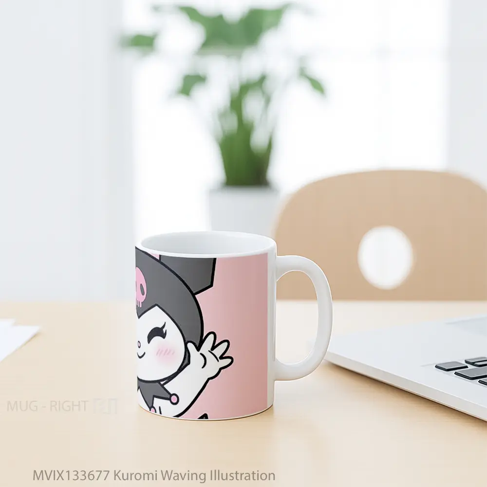 Mug Kuromi Waving Illustration Gelas Seni Modern - All-side / Desain