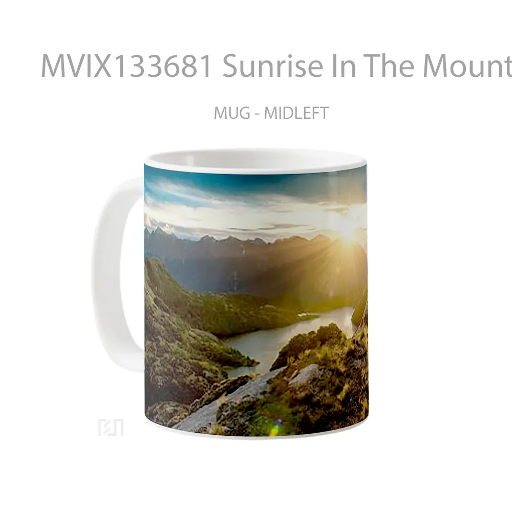 Mug Sunrise In The Mountains Gelas Pemandangan Alam - All-side / Desain