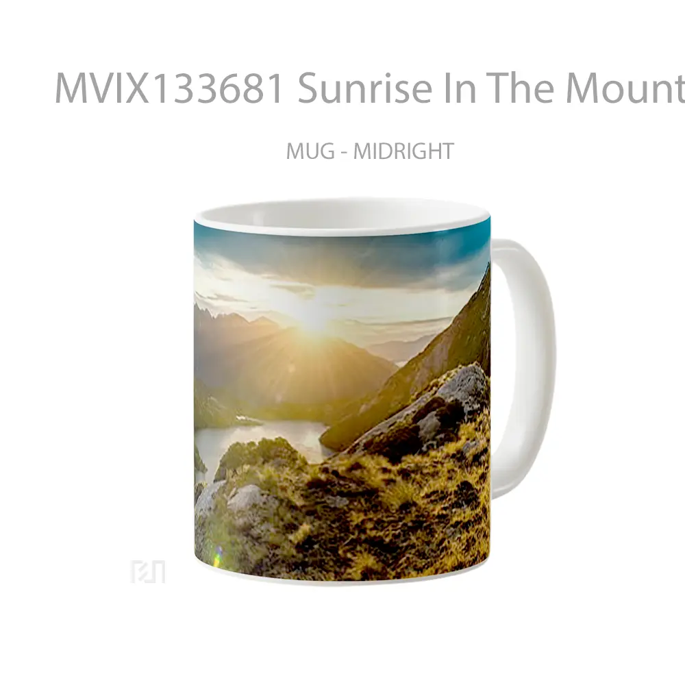 Mug Sunrise In The Mountains Gelas Pemandangan Alam - All-side / Desain