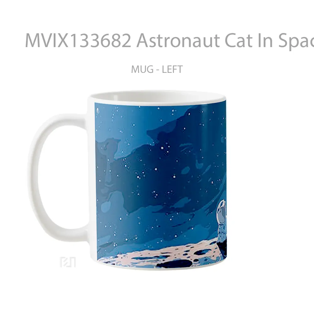 Mug Astronaut Cat In Space Gelas Hewan Lucu - All-side / Desain
