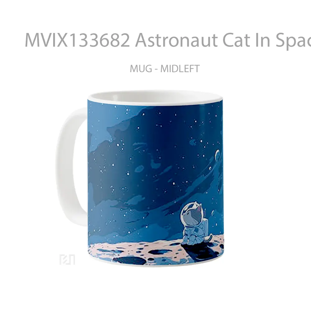 Mug Astronaut Cat In Space Gelas Hewan Lucu - All-side / Desain