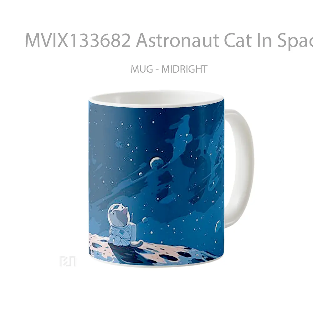 Mug Astronaut Cat In Space Gelas Hewan Lucu - All-side / Desain