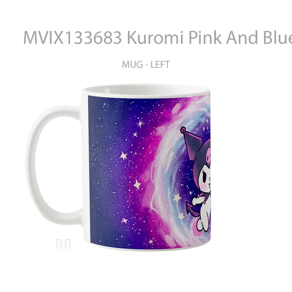 Mug Kuromi Pink And Blue Light Ring With Sparkling Stars In The Background Gelas Astronomi - All-side / Desain