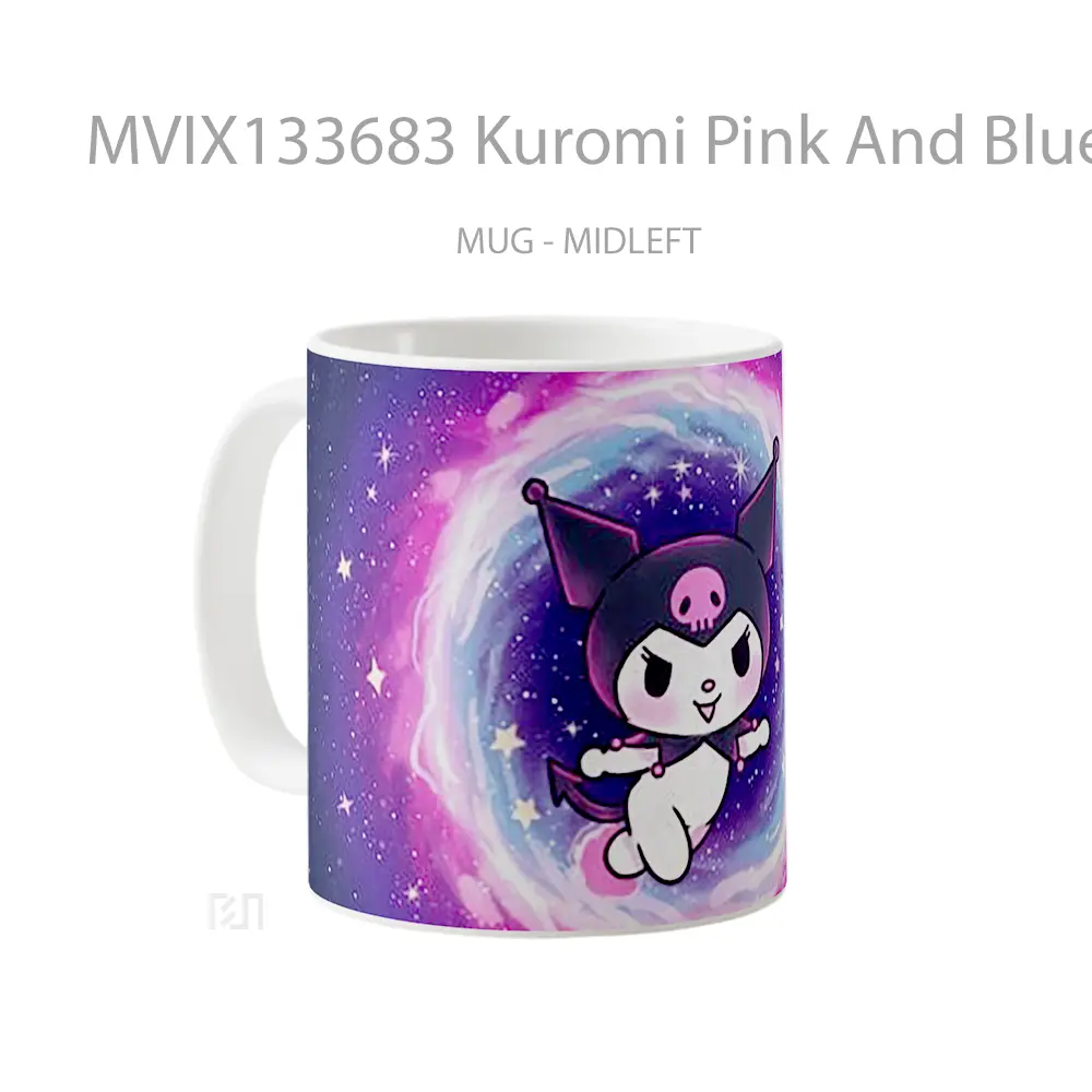 Mug Kuromi Pink And Blue Light Ring With Sparkling Stars In The Background Gelas Astronomi - All-side / Desain