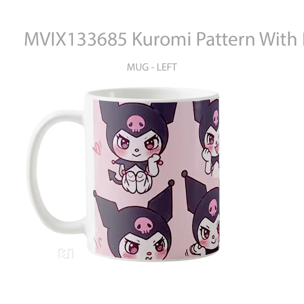 Mug Kuromi Pattern With Different Expressions Gelas Seni Modern - All-side / Desain