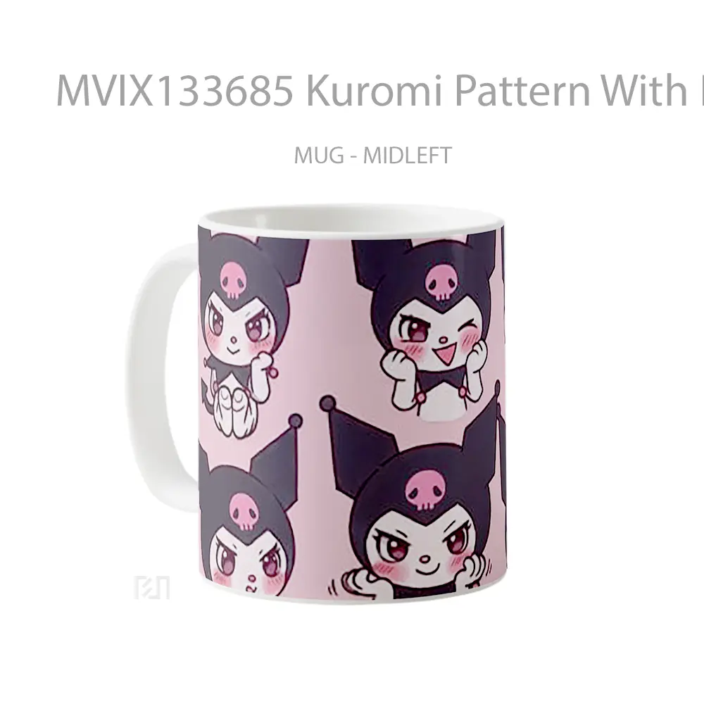 Mug Kuromi Pattern With Different Expressions Gelas Seni Modern - All-side / Desain