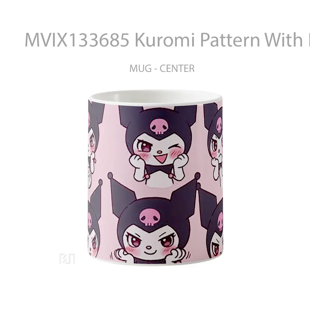 Mug Kuromi Pattern With Different Expressions Gelas Seni Modern