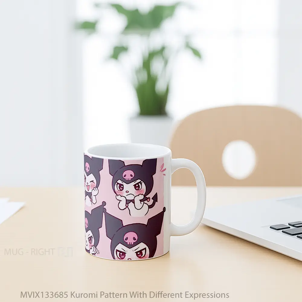 Mug Kuromi Pattern With Different Expressions Gelas Seni Modern - All-side / Desain