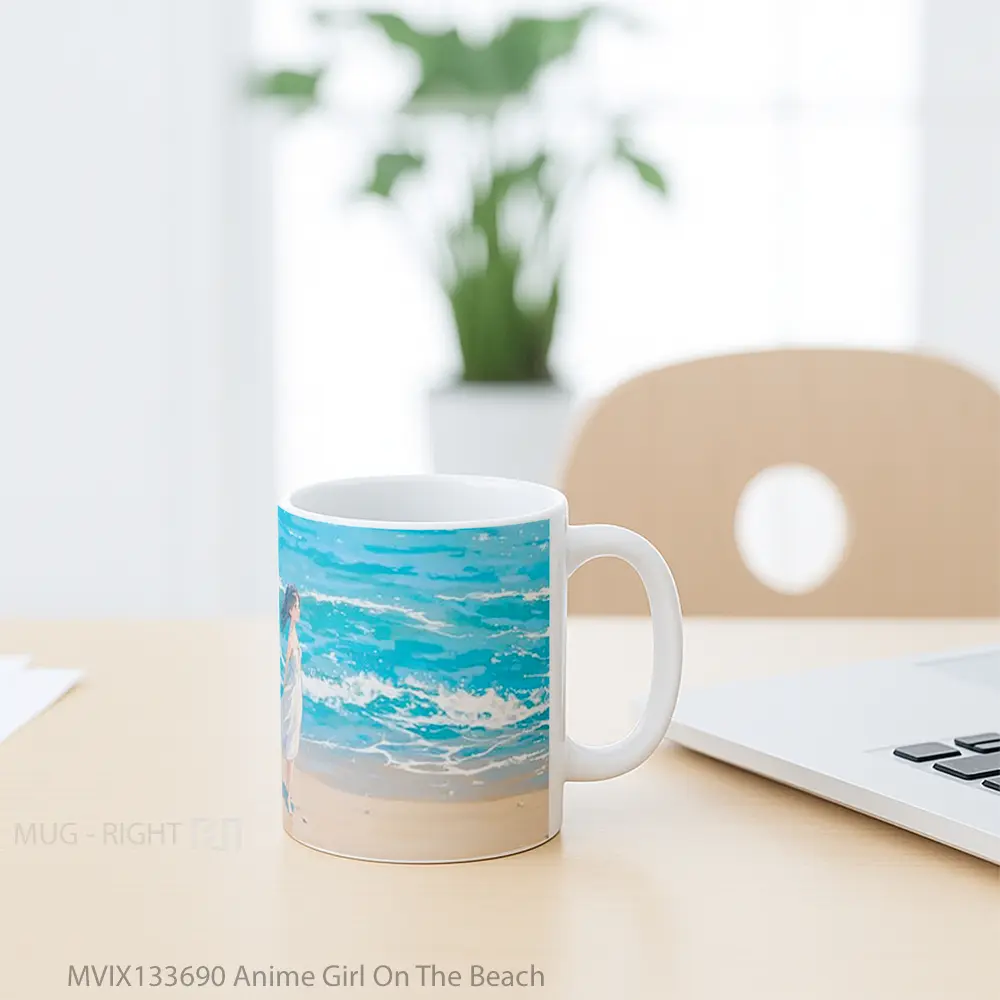 Mug Anime Girl On The Beach Cangkir Anime - All-side / Desain