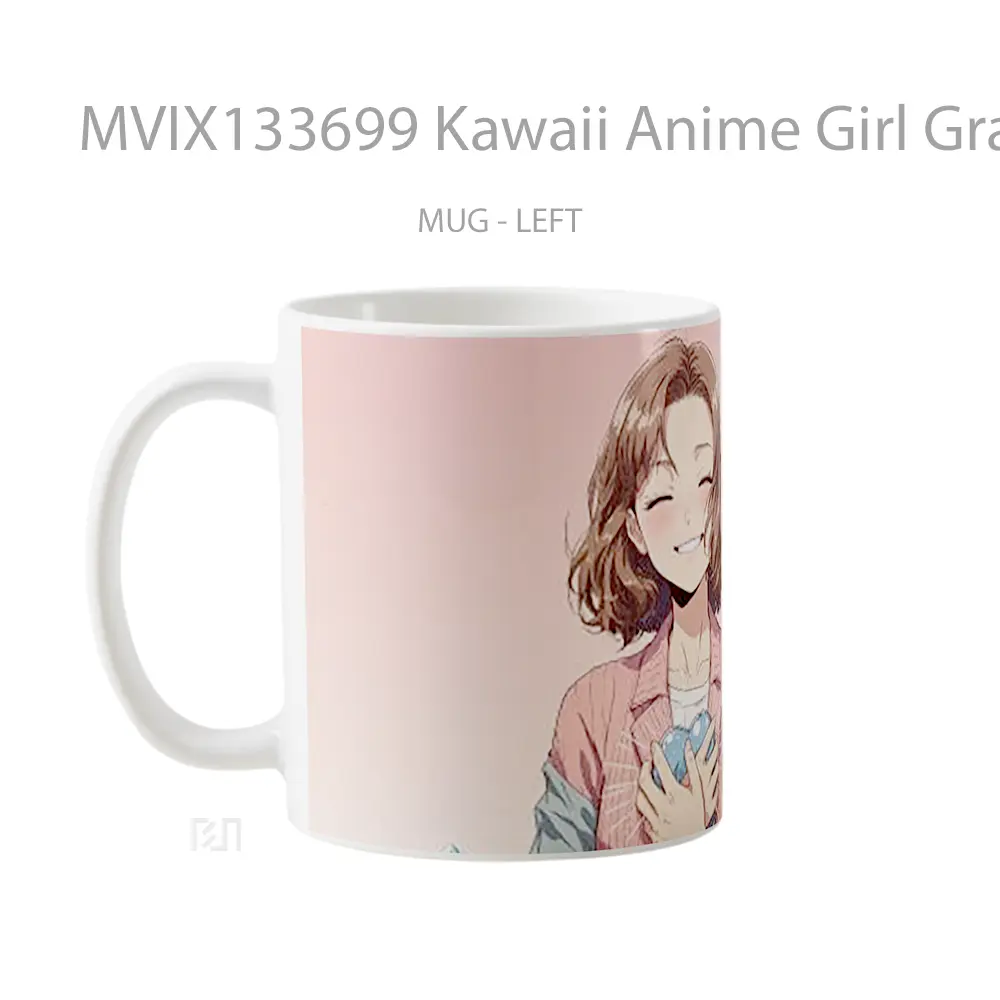 Mug Kawaii Anime Girl Gratitude And Self Love Cangkir Anime - All-side / Desain