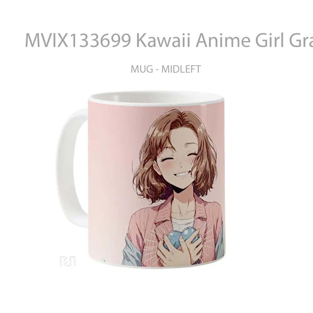 Mug Kawaii Anime Girl Gratitude And Self Love Cangkir Anime - All-side / Desain