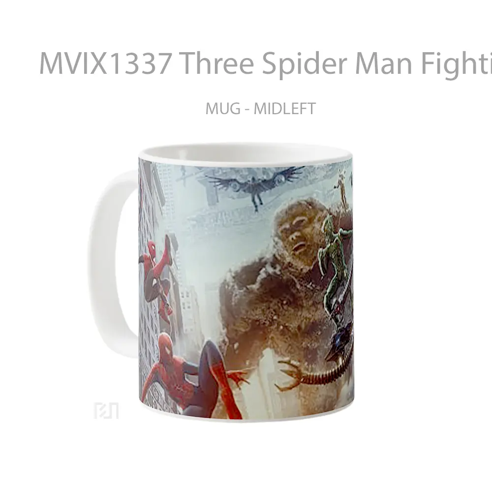 Mug Three Spider Man Fighting Gelas Superhero - All-side / Desain