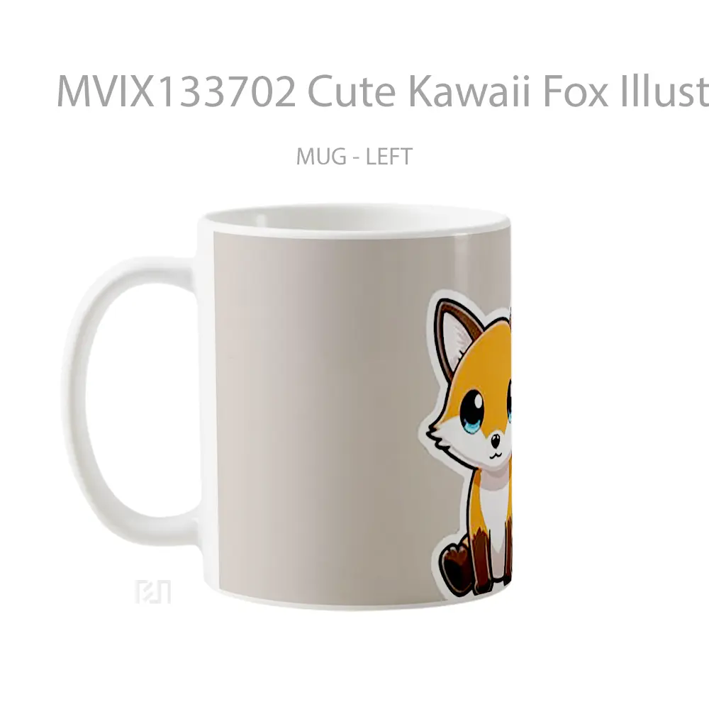 Mug Cute Kawaii Fox Illustration Gelas Hewan Lucu - All-side / Desain