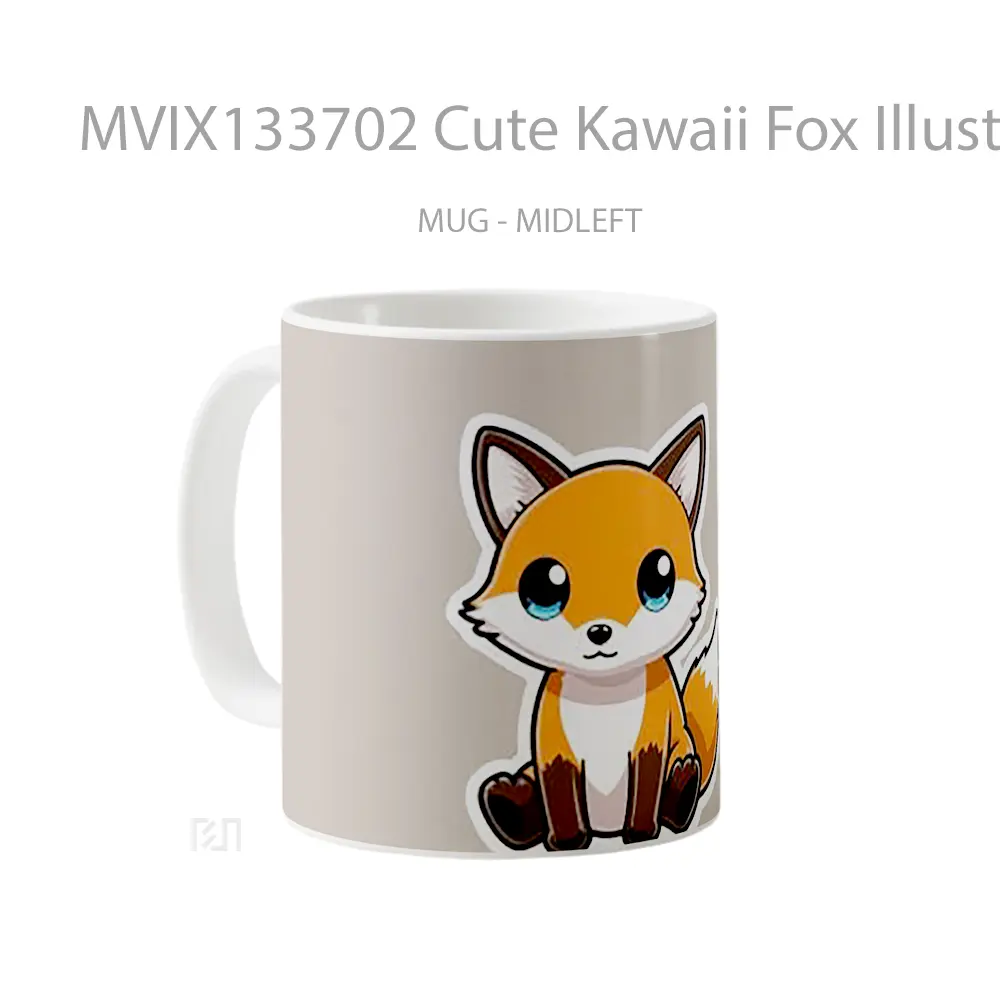 Mug Cute Kawaii Fox Illustration Gelas Hewan Lucu - All-side / Desain