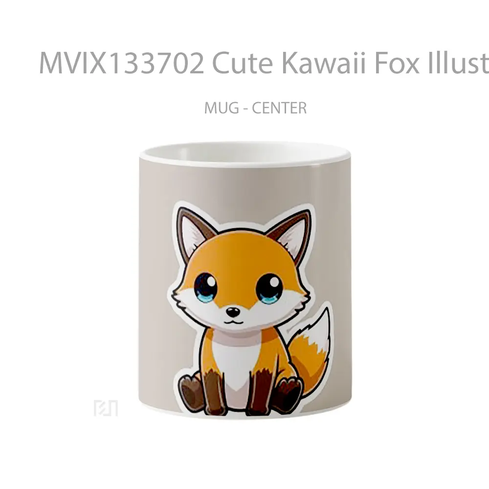 Mug Cute Kawaii Fox Illustration Gelas Hewan Lucu