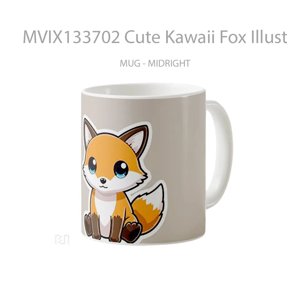 Mug Cute Kawaii Fox Illustration Gelas Hewan Lucu - All-side / Desain