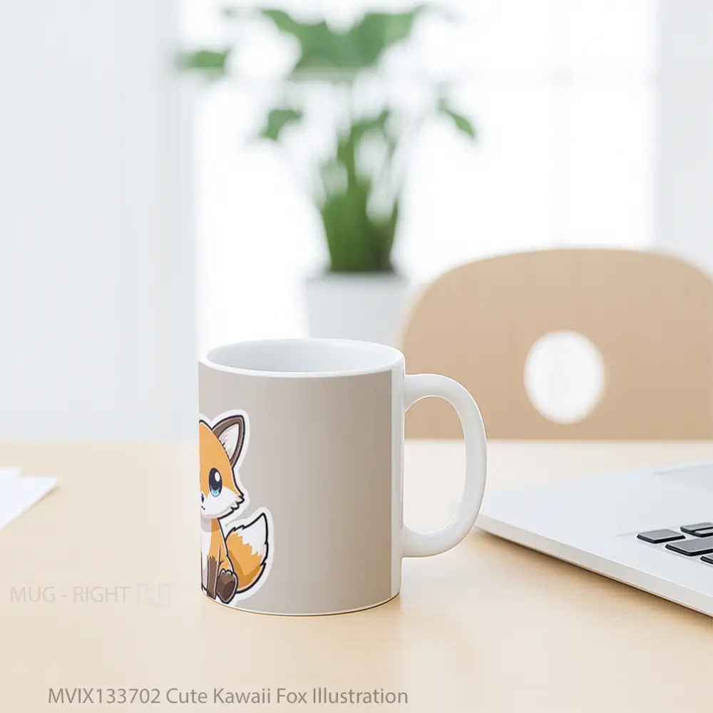 Mug Cute Kawaii Fox Illustration Gelas Hewan Lucu - All-side / Desain