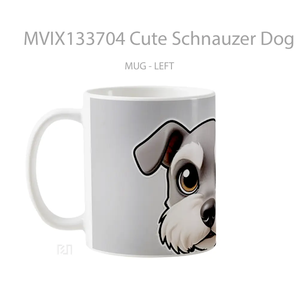 Mug Cute Schnauzer Dog Face With Textures Gelas Hewan Lucu - All-side / Desain
