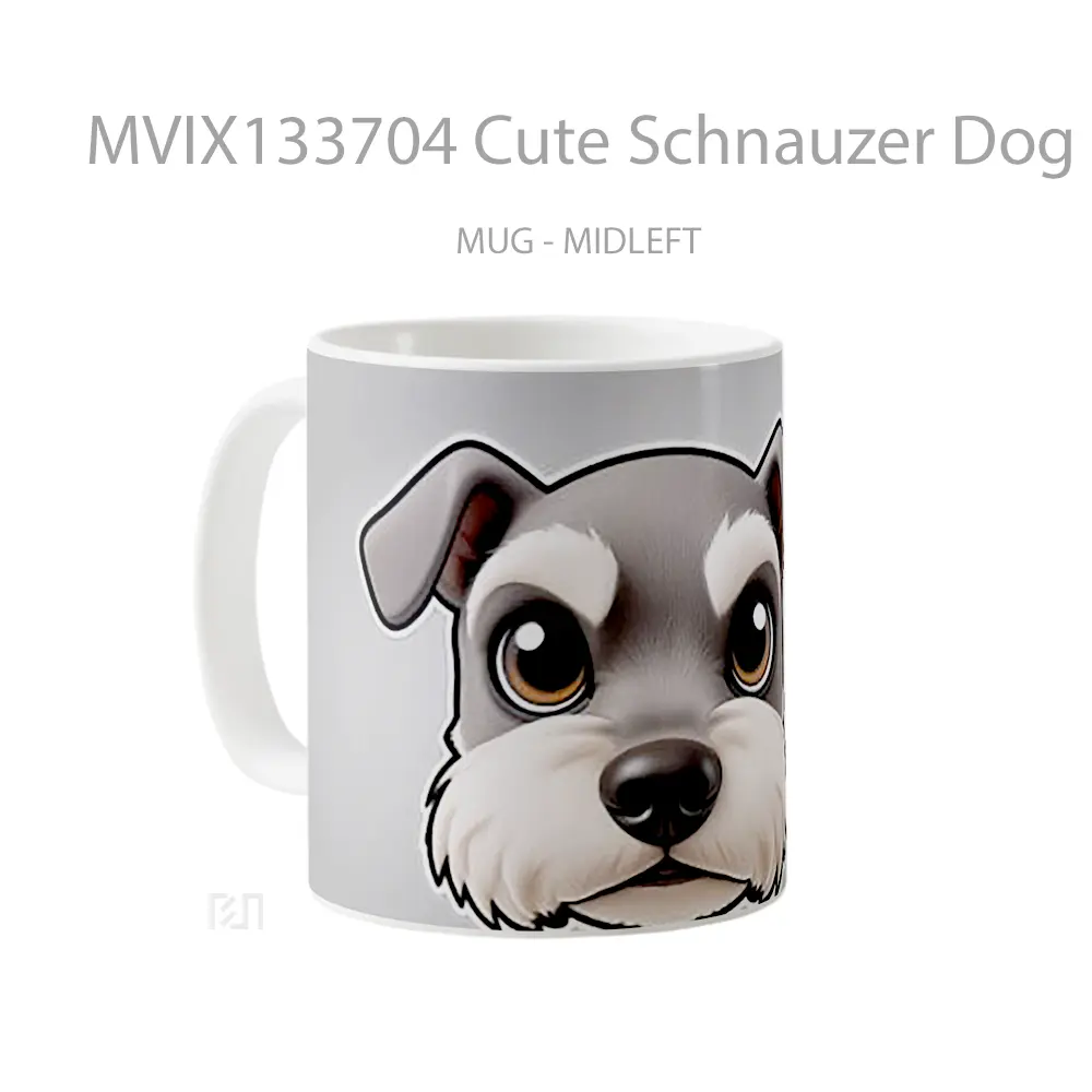 Mug Cute Schnauzer Dog Face With Textures Gelas Hewan Lucu - All-side / Desain