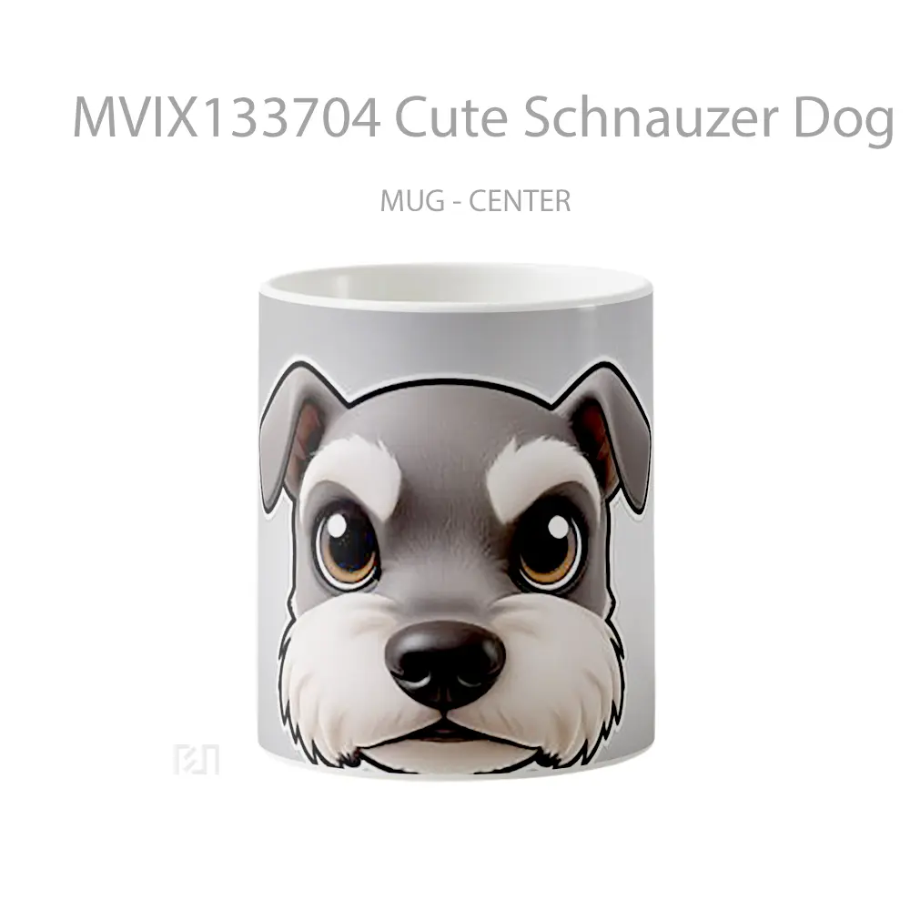 Mug Cute Schnauzer Dog Face With Textures Gelas Hewan Lucu