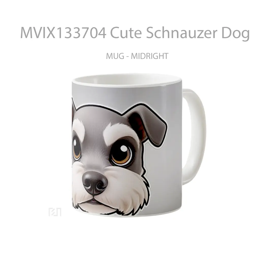 Mug Cute Schnauzer Dog Face With Textures Gelas Hewan Lucu - All-side / Desain