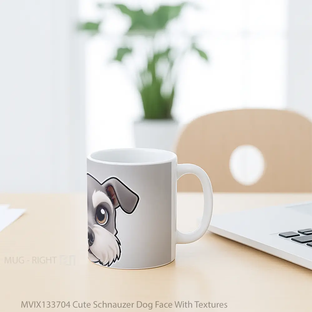 Mug Cute Schnauzer Dog Face With Textures Gelas Hewan Lucu - All-side / Desain
