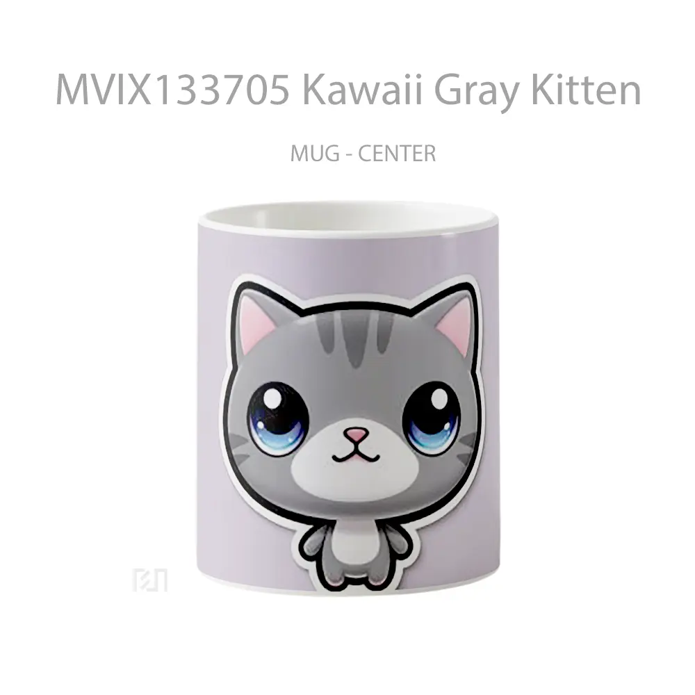 Mug Kawaii Gray Kitten Gelas Hewan Lucu