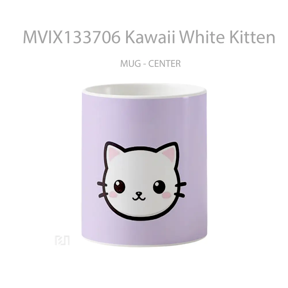Mug Kawaii White Kitten Gelas Hewan Lucu