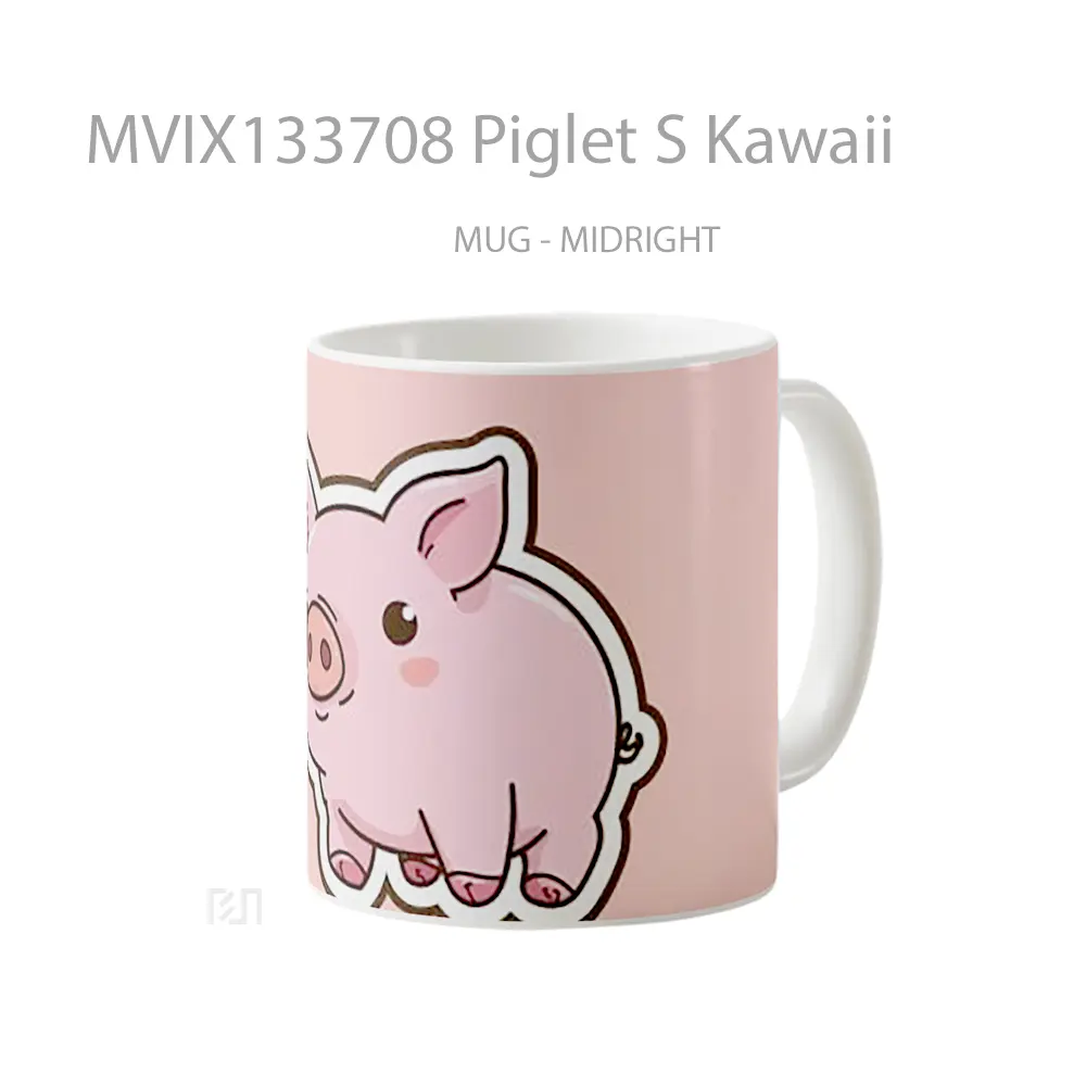 Mug Piglet S Kawaii Gelas Hewan Lucu - All-side / Desain