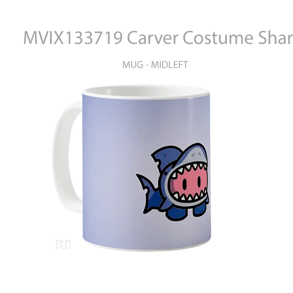 Mug Carver Costume Shark From Gimkit Gelas Hewan Lucu - All-side / Desain