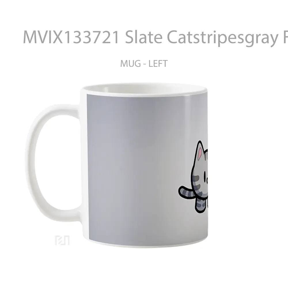 Mug Slate Catstripesgray From Gimkit Gelas Keramik Unik - All-side / Desain