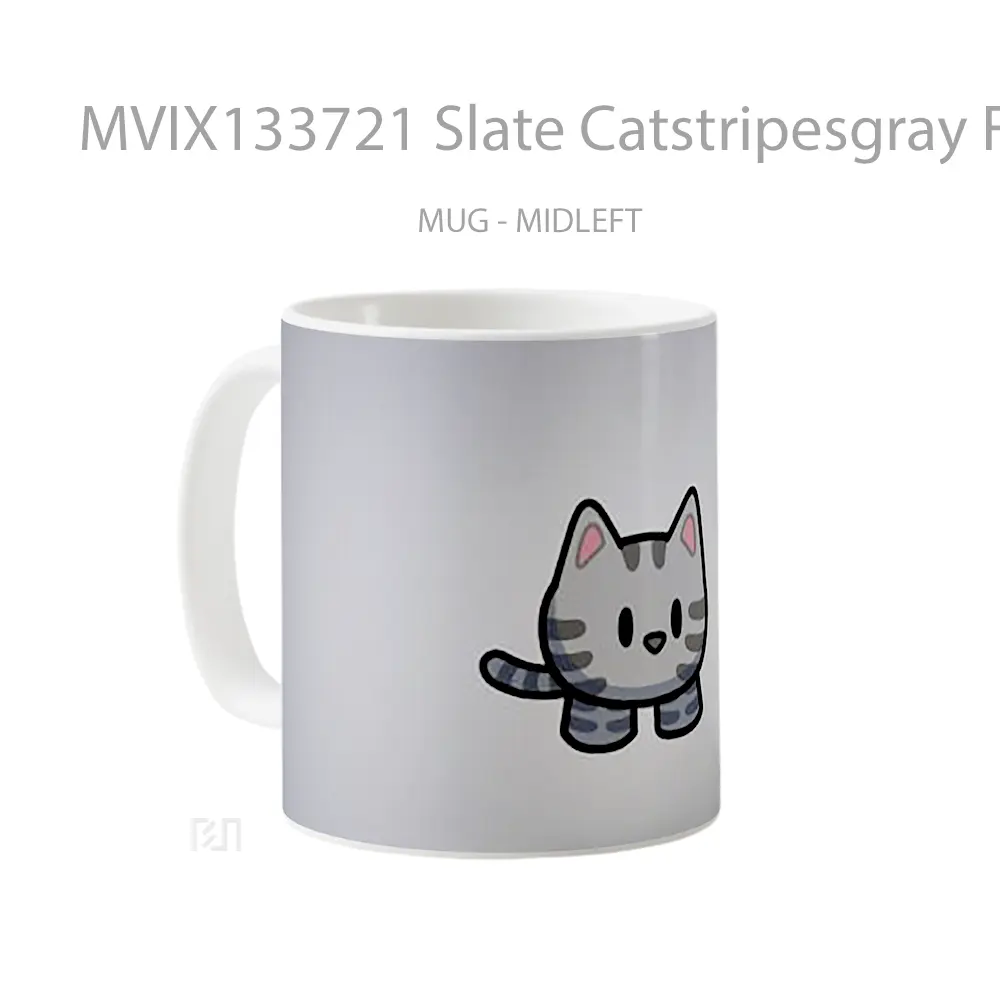 Mug Slate Catstripesgray From Gimkit Gelas Keramik Unik - All-side / Desain