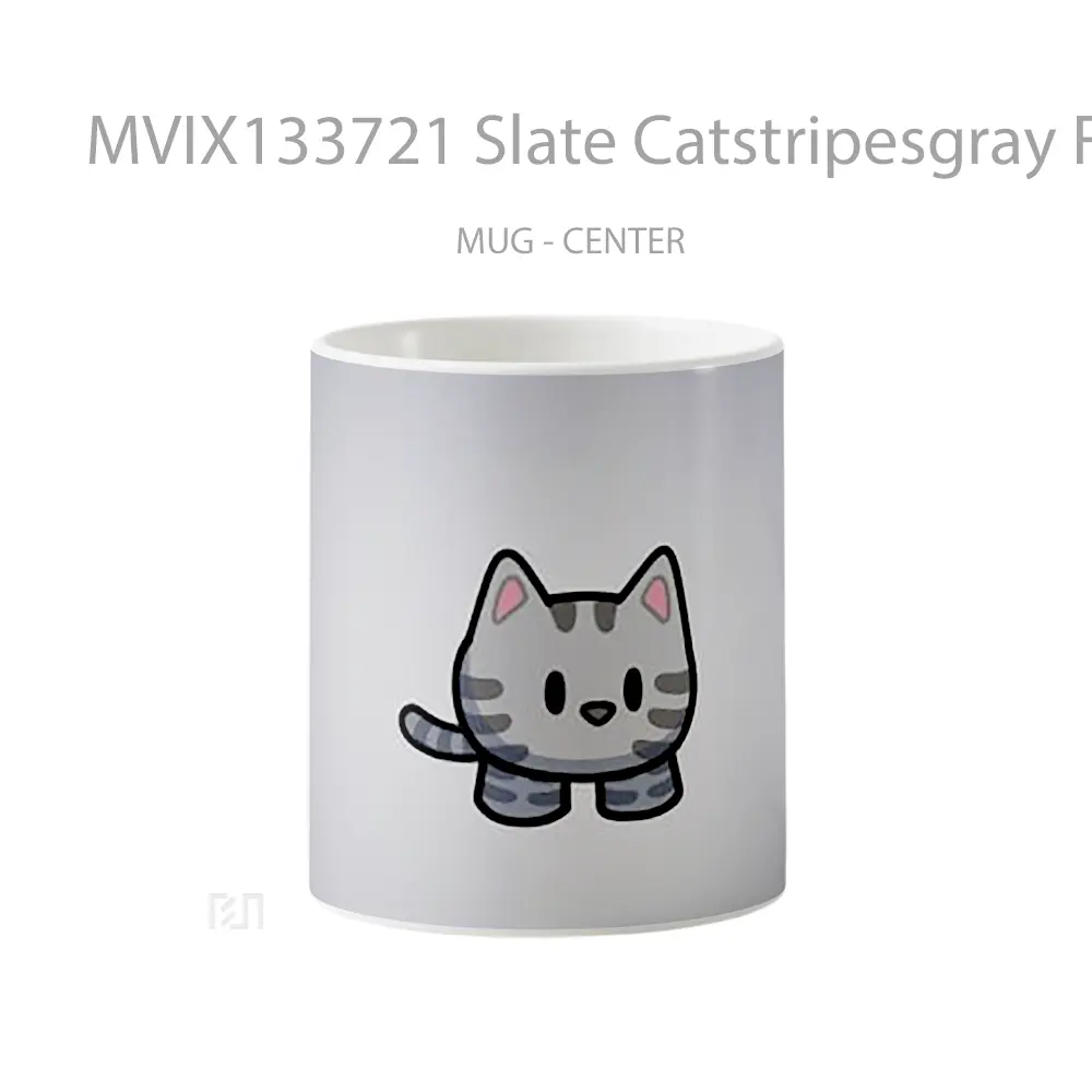 Mug Slate Catstripesgray From Gimkit Gelas Keramik Unik