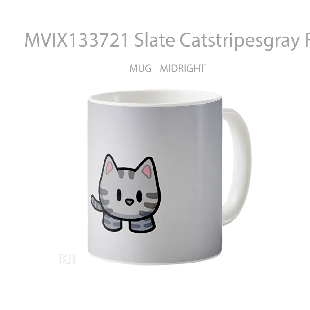 Mug Slate Catstripesgray From Gimkit Gelas Keramik Unik - All-side / Desain