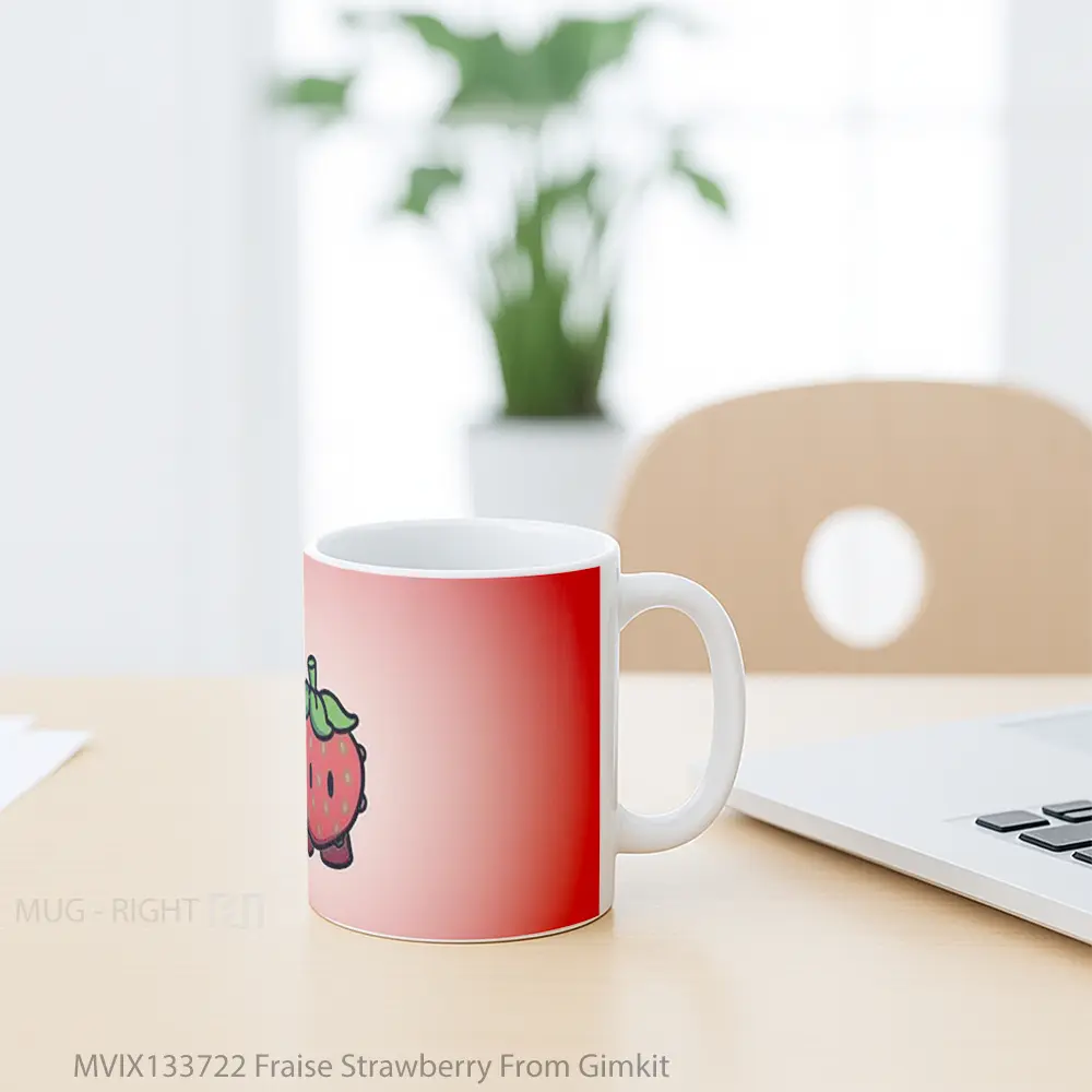 Mug Fraise Strawberry From Gimkit Gelas Keramik Unik - All-side / Desain