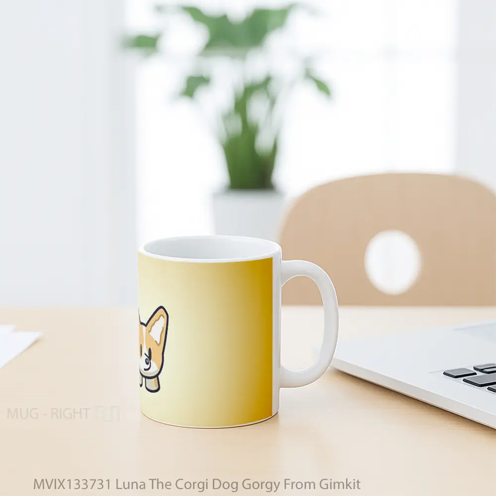Mug Luna The Corgi Dog Gorgy From Gimkit Gelas Hewan Lucu - All-side / Desain
