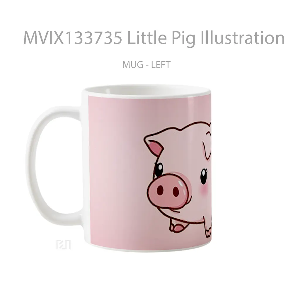 Mug Little Pig Illustration Gelas Hewan Lucu - All-side / Desain