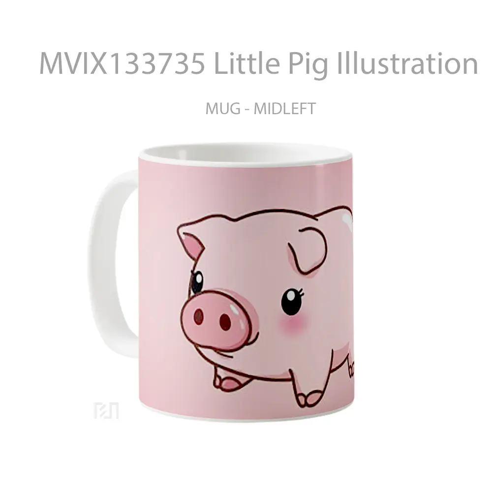Mug Little Pig Illustration Gelas Hewan Lucu - All-side / Desain