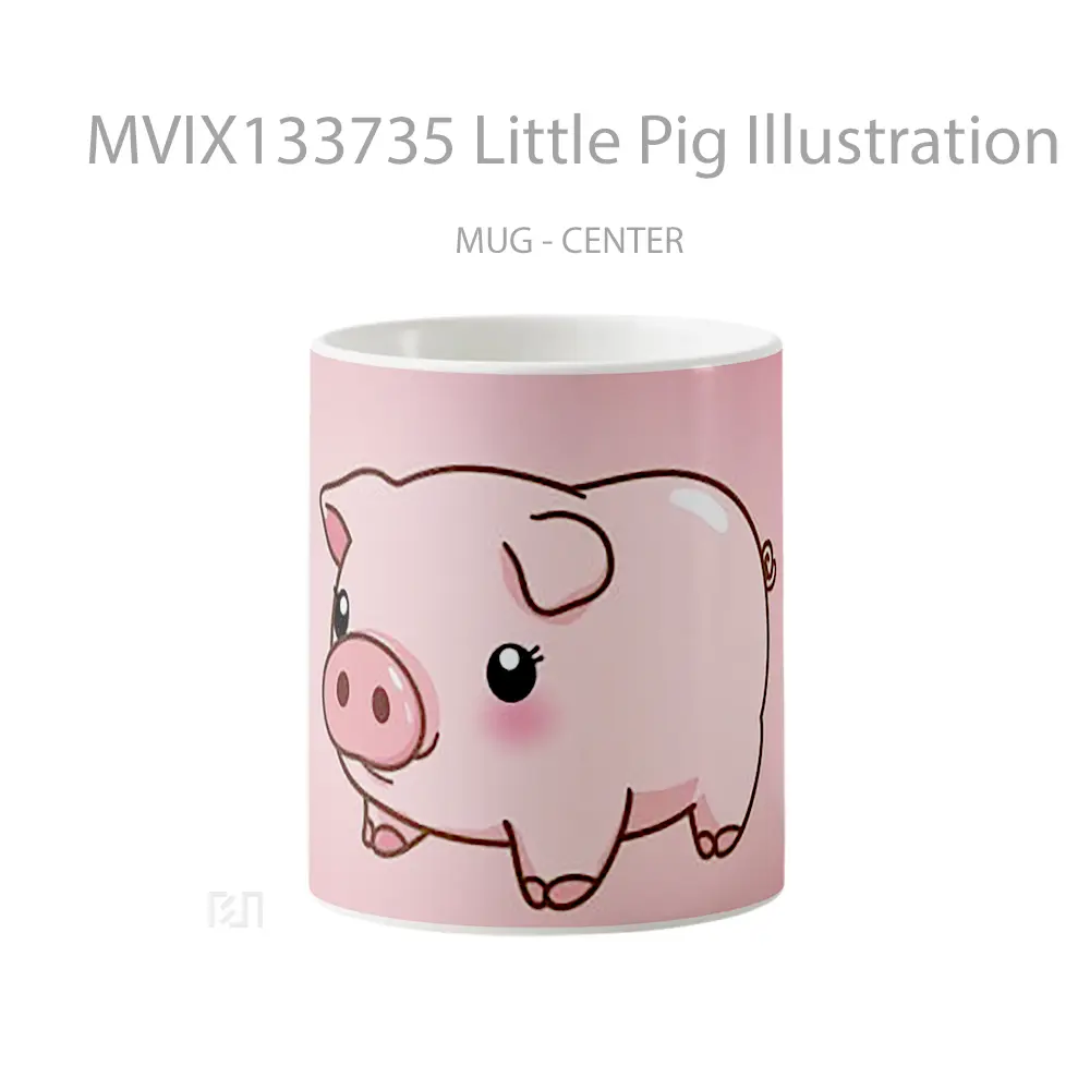 Mug Little Pig Illustration Gelas Hewan Lucu